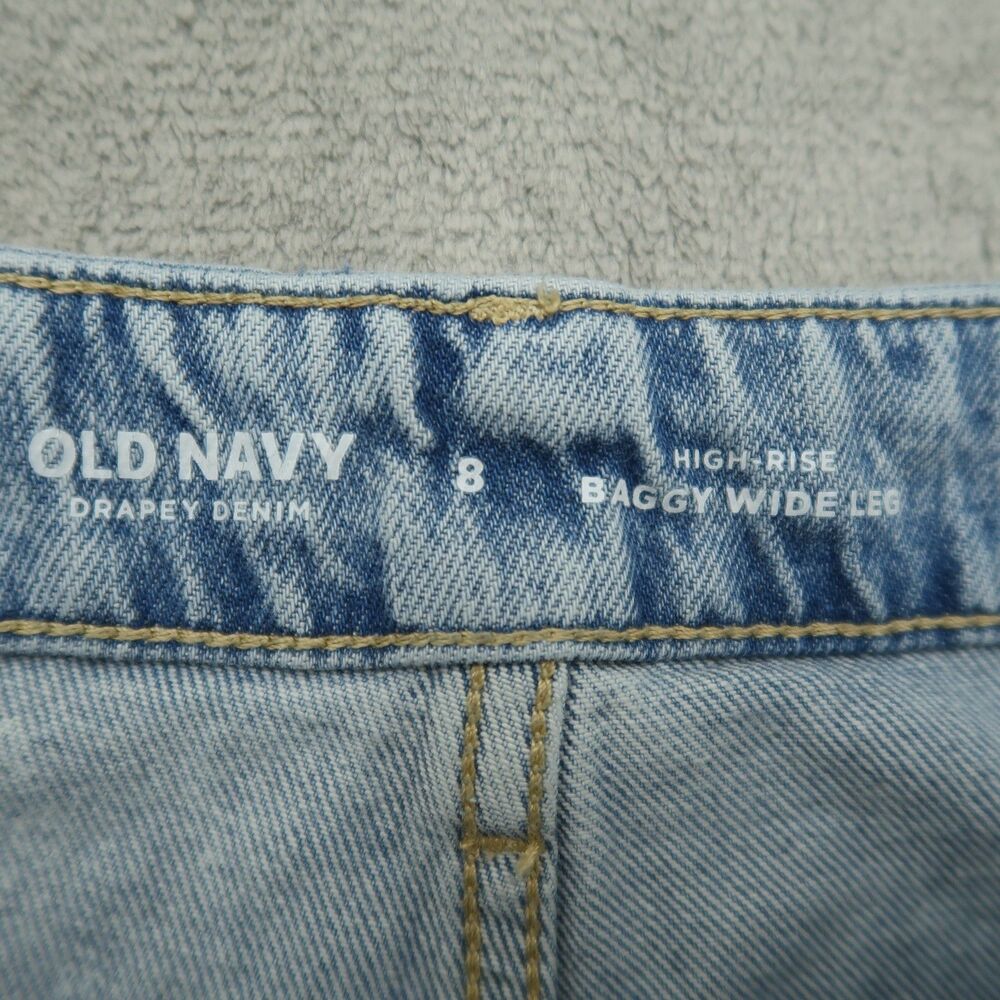 Old Navy Jeans Women's Size 8 High-Rise Baggy Wide-Leg Drapey Denim 28" Inseam - Picture 10 of 16